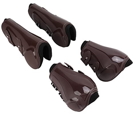 Xiuganpo Protectores Duraderos para Tendones de Caballo con Correas Ajustables, Botas Interiores Suaves para Patas de Caballo para Soporte Diario, 2 Botas Delanteras y 2 Traseras (Conjunto marrón L)