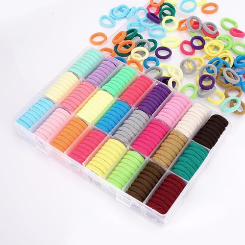 480 Pièces Elastique Cheveux Fille, 24 Couleurs Petit Chouchou Cheveux, Mini Accessoire Cheveux, pour Enfants Bébé Filles