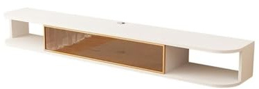 Meuble TV Meuble TV Mural Flottant, étagère de Divertissement avec Portes vitrées for Salon et Chambre à Coucher Console(Blanc)