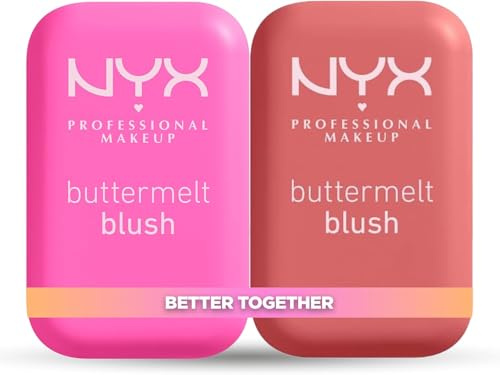 NYX PROFESSIONAL MAKEUP Rubor en polvo Buttermelt, resistente a la decoloración y a la transferencia, hasta 12 horas de uso, fórmula vegana, Pack, My Butta Half + Feeling Butta