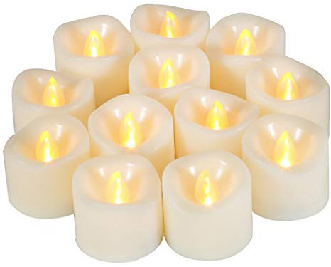 12 PCS LED Flameless Flickering Tea Lights Candle Battery Operated/Electric Flicker Tealights Bulk Small LED Candles for Xmas, Party, Festival, Christmas Decorations etc (Batteries Included)