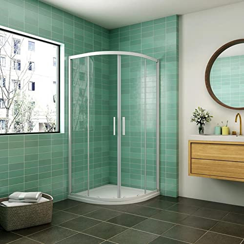 Mamparas de ducha Semicircular Puerta Corredera Gris Mate 5mm Curva Italiana 80x80x185cm + Plato de Ducha