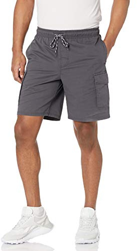 Amazon Essentials Pantalones Cortos Cargo con Cintura Elástica de 23cm Hombre, Gris Oscuro, XL