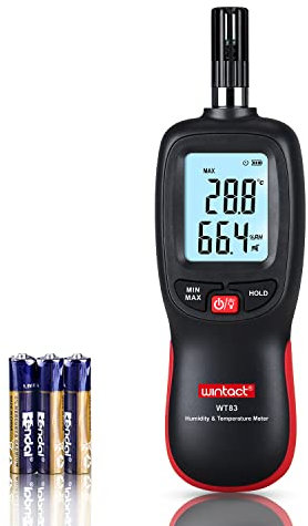 Wintact Higrómetro de humedad, Medidor de Humedad Sensor para Interiores y Exteriores