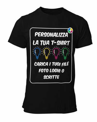 bubbleshirt T-Shirt Personalizzata Uomo Nera Taglia L – Maglietta Personalizzabile con Foto, Logo o Testo – Manica Corta