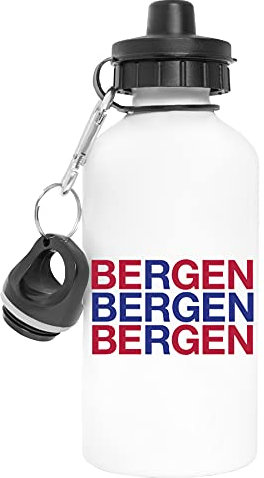 Bergen Norway Flag Aluminium Wiederverwendbar Sport Reise Wasserflasche Weiß Reusable Travel Water Bottle White