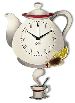 DEKORI Orologio da Parete con Pendolo, Prodotto in Italia, Design Moderno, Ideale per la Cucina, Movimento Silenzioso e Design Elegante (Grigio)