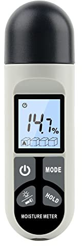 XRCLIF - Misuratore di umidità digitale per legno con torcia a LED, tester di umidità per legna da ardere/mobili/pavimenti in legno/alberi/cartone, campo di misurazione 0-99,9%