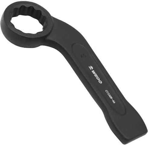 WEDO Chiave ad anello Jumbo a percussione, chiave curva, dimensioni 41 mm, lunghezza 225 mm, resistenza all'usura, nero spray su superficie, standard DIN7444, 40 acciaio cromato