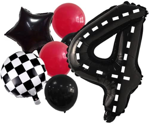 DIWULI Globos de Cumpleaños Racing 4 Años - Pista Decoración