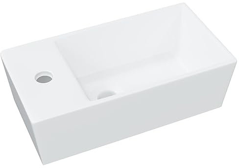 vidaXL Lavabo blanc 48x25x15 cm céramique, lavabo de comptoir, lave-mains, évier de lavage, évier de comptoir, lavabo en céramique, évier de lavabo