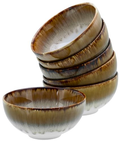 CreaTable, 21819, Série Cascade bols à dips marron, ensemble de vaisselle de 6 pièces, ensemble de bols à dips en grès.