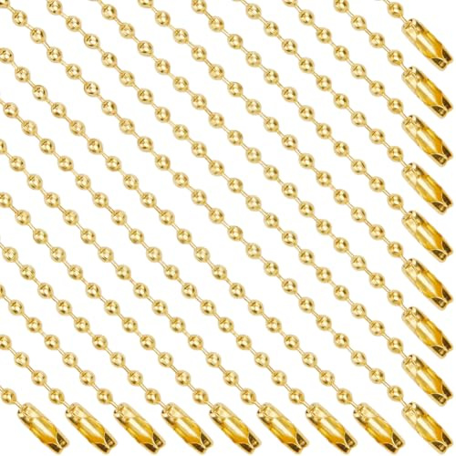 SOFPLATE 1 scatola 100 pezzi 4/100mm 2mm Catena per Targhetta per Cani In Oro Perline A Sfera Catena Sfusa Corta In Acciaio Inossidabile Portachiavi Collana Regolabile Catene di Perline In Metallo co