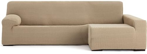 ECOMMERC3 | Copridivano Chaiselongue Braccio Lungo Destra Super Elastico Bielastico - Copridivano Chaiselong Colore Beige con Schiume di Tenuta e Gomme di Valida Regolazione Destra o Sinistra