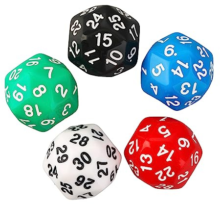 5 dadi a 30 facce D30 pacchetto giochi ruolo poliedrici gioco da tavolo gioco ruolo kit giochi per club in acrilico