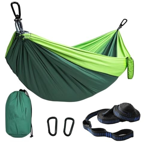 Camping Hammocks 300x200cm Double Amacas Outdoor Portable Lightweight | Nylon Outside Hammock Gear with Tree Straps for Garden Hiking Beach Backpack Survival Travel- Up to 500lbs