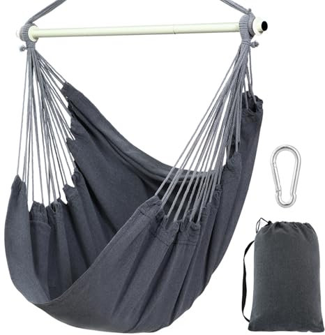 Ohuhu Hängesessel Outdoor XL, Hängesessels ohne Gestell bis 150 kg - Outdoor Sessel für Erwachsene & Mädchen, Indoor & Outdoor für Garten, Balkon, Schlafzimmer - Dunkelgrau