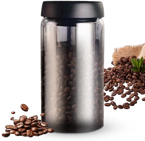 VOHESEA Contenitore sottovuoto per la conservazione di caffè e alimenti, ermetico, pompa per vuoto integrata, tenuta ermetica da 1,2 litri, vetro pulito con coperchio (1200 ml)