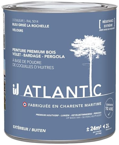 Peinture bois extérieurs - RAL 5014 Bleu grisé La Rochelle - 2L - ATLANTIC