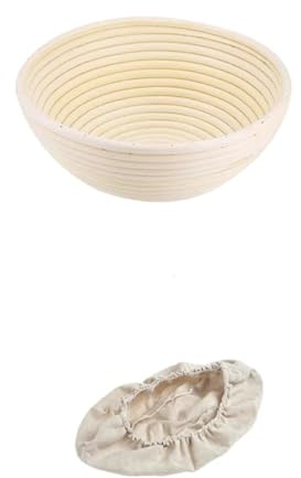 Brödsäkra korgar vinstockar bröd jäsningskorg, naturlig rottingkärndeg, sur används för bakning för degblandning och bakning (rund 25 x 8,5 cm)