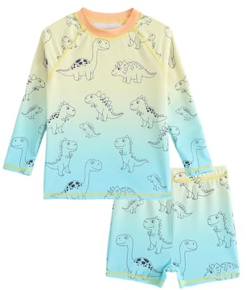 Maillot de Bain Enfant Garçon 1-6 Ans, Ensemble 2 Pièces Maillot Anti UV Enfant avec Short, Tee Shirt UV Enfant Maillot de Bain Bébé Garçon