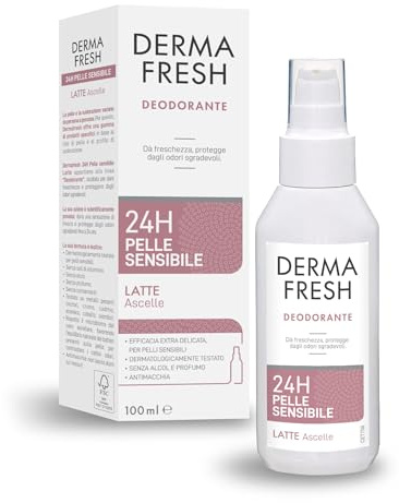Dermafresh Deodorante Latte 24H Pelle Sensibile, Senza Alcol, 100 ml