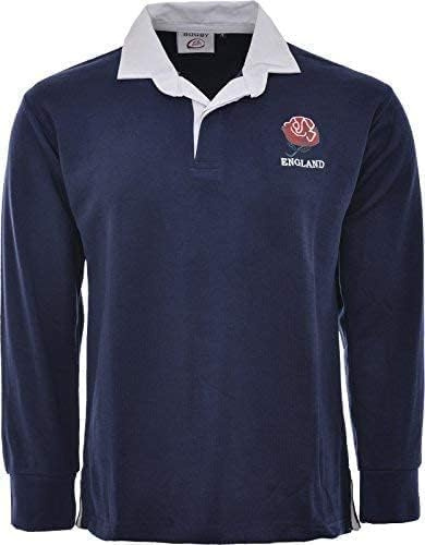 New Model UK England Rugby Shirt Men’s Long Sleeve - Rugby Jersey for Fans (S to 5XL) (XL, Navy Blue)