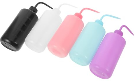 MAGICLULU 5 Bottiglie da 500 Ml Bottiglia D’acqua per Tatuaggi con Bocca Curva Flacone per Lavaggio Ciglia e Irrigazione Piante Grasse per Salone di Bellezza e Uso Professionale