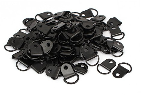 uxcell 100pcs 25x14mm Picture Photo Frame Hanging Single Hole D-Ring Hanger Black