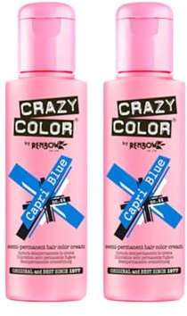 2x Crazy Color Semi-Permanente Haarfarbe 100ml (Capri Blue - Blau)