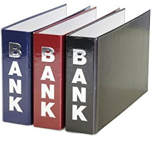 3 Bankordner / 140x250mm / für Kontoauszüge / Farbe: je 1x rot, blau, schwarz