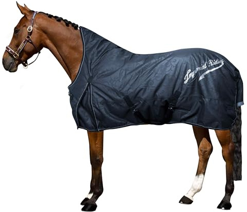 Super-dry Imperial Riding Couverture d'extérieur 0gr 145 cm pour Cheval Bleu Marine, Unisex, Hiver, Polyester/Nylon/Polyester, Uni, Fleurs, Imperméable, Col Rond, Lavage en Machine, 1 Unité