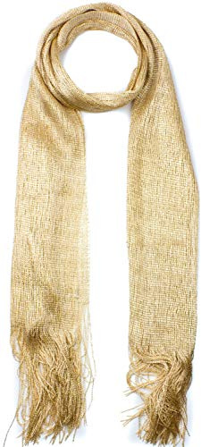 Mytoptrendz® Sparkly Gold Lurex Scarf with Fringe Womens Metallic Net Shawl Evening Wrap Mesh Shimmer Pashmina Wedding Bridesmaid Wrap Formal Dresses Cover-Up for Parties,Prom (Gold) GD