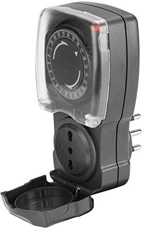 POLY POOL - PP1412 Toma Eléctrica Temporizada con Temporizador Diario para Exterior - Temporizador Toma Eléctrica Bivalente 10/16 A 2 P+T y Enchufe 16 A 2 P+T