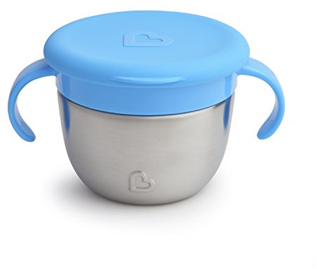 Munchkin®Snack+™Stainless Steel Snack CatcherCup with Lid, 9Ounce,Blue