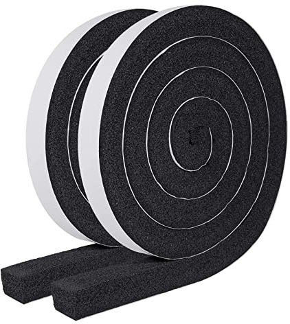 MAGZO Weather Stripping Door Seal 1 Inch W x 1 Inch T, Strong Adhesion and High Resilience Air Conditioner Foam Insulation for Windows, Total Length 13 Feet (6.5ft x 2 Rolls)