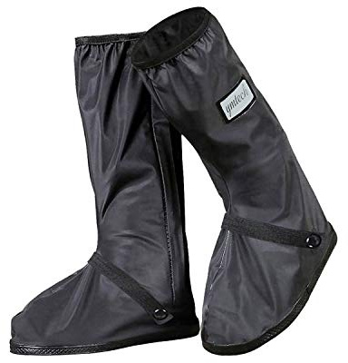 YMTECH Unisexe Surchaussures Pluie, Couvre-Chaussures Vélo Bicyclette Anti-dérapant Pluie Bottes Imperméables (46-47 EU, Noir - Long)