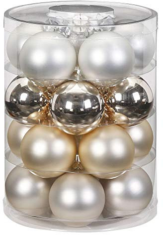 MAGIC Weihnachtskugeln Glas 6cm 20 STK. Christbaumkugeln Farbe: Cloud Dancer - weiß Elfenbein Champagner
