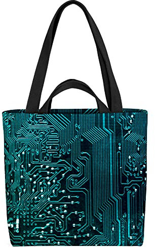 VOID Computer Prozessor Chip Tasche 33x33x14cm,15l Einkaufs-Beutel Shopper Einkaufs-Tasche Bag