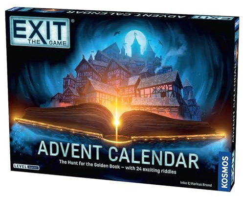 Thames & Kosmos EXIT: Advent Calendar - The Hunt for the Golden Book, Escape Room Card Game, Family Games for Game Night, Holiday Season Games for Adults and Kids, For 1+ Players, Age 10+