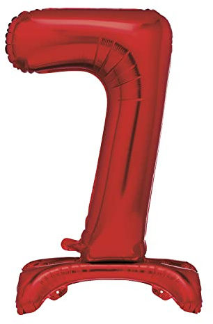Unique Red Standing Number 7 Foil Balloon 30, Packaged