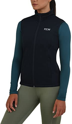 TCA Damen Flyweight winddichte Lauf- und Fahrradweste mit Reißverschlusstaschen - Mitternachtsblau, M