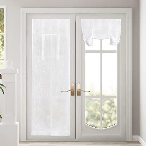 PONY DANCE Cortinas Puertas y Ventanas Translucida Decoración Hogar Cocina Salon Modernas 2 Piezas Fácil de Instalar Adhesivas, 70 x 240 CM, Blanco