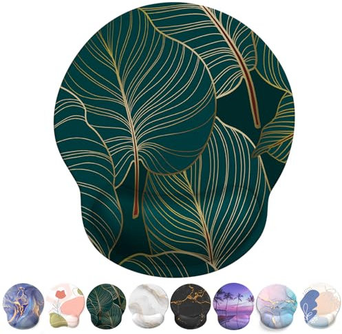 Giecy Mauspad mit Gelkissen,Mousepad mit Handauflage Ergonomisches, Bequemes Computer-Handballenauflage Maus für Laptop,Gaming,Mousepad mit Rutschfester PU-Unterseite (A-Tropische Pflanzen)