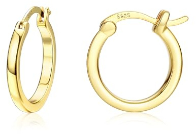 Dochais Boucles d'oreilles cercles en or pour femmes - plaqué or 14K avec tige en argent 925 sterling