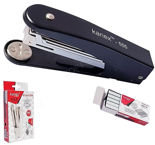 Z555 Metal Half Strip Stapler, Black Body + 1000 Staples, 30 Sheets Stapling, Tacking, Reload Indicator, 24/6 – 26/6 Staples, iZOFAX Black Ball Pen