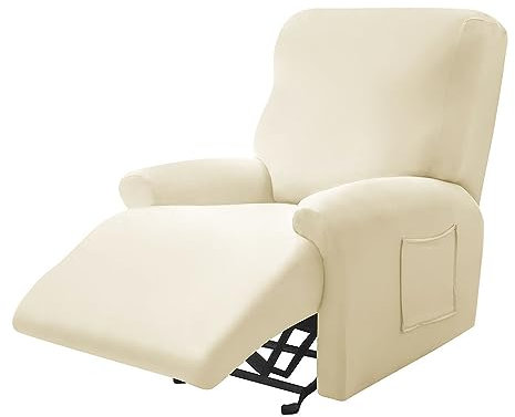 Highdi Stretchhusse für Relaxsessel Komplett Sesselschoner, Stretch Relaxsessel Bezüge - Einfarbig Elastisch Sesselbezug für Fernsehsessel Liege Sessel (Beige,1 Sitzer)
