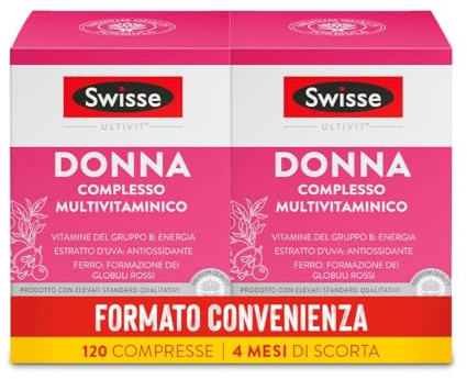 SWISSE Ultivit- Multivitaminico Donna con Vitamina D C A e Zinco per Supporto al Sistema Immunitario Adulti, Integratori con Magnesio e Biotina per Metabolismo Energetico, Made in Italy, 120 Compresse