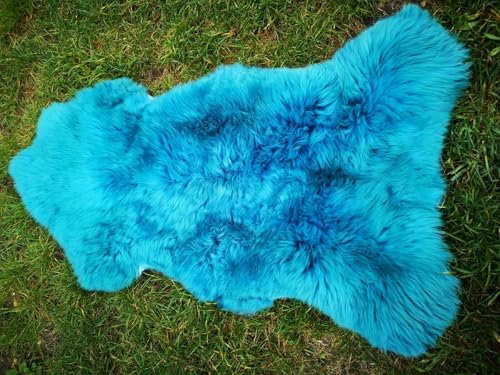 Provellus Pelle di agnello ecologica di pecora, colore blu, taglia L – XXL (110 – 120 cm x 60 – 70 cm)