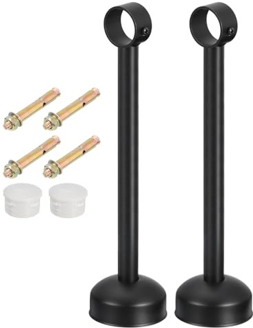 QUARKZMAN 2 Set Supporto Bastone Tenda Soffitto, Adatto a Tubo 32mm/1.26 Lunghezza 300mm/11.81 Ganci Asta Bastoni per Tende Acciaio Inossidabile per Pareti Armadio Tubo Asta Tenda, Nero